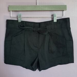 NWT BCBGMaxAzria Sabina The Paper Bag Linen Blend Elastic Belted Low Rise Shorts